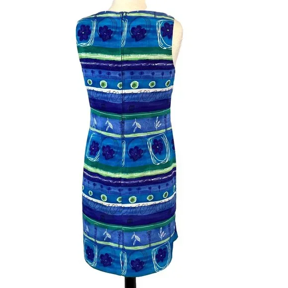 Vintage 90s Jessica Howard Tropical Print Hawaiian Shift Dress 10 Blue Green - Picture 7 of 8